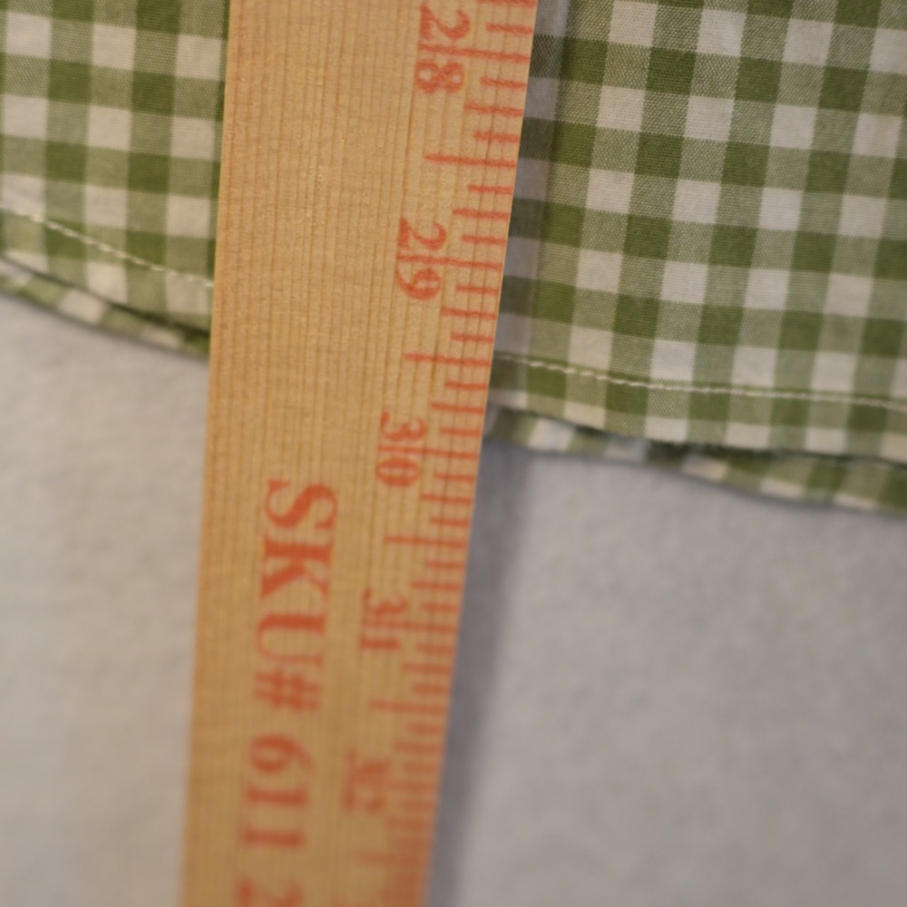Goodfellow & Co Mens Green Gingham Slim Fit Every Wear Poplin Button Up Shirt L - Picture 8 of 8